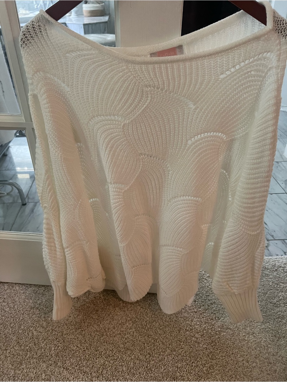 Women’s white Knit Sweater - Lightweight Textured Pullover